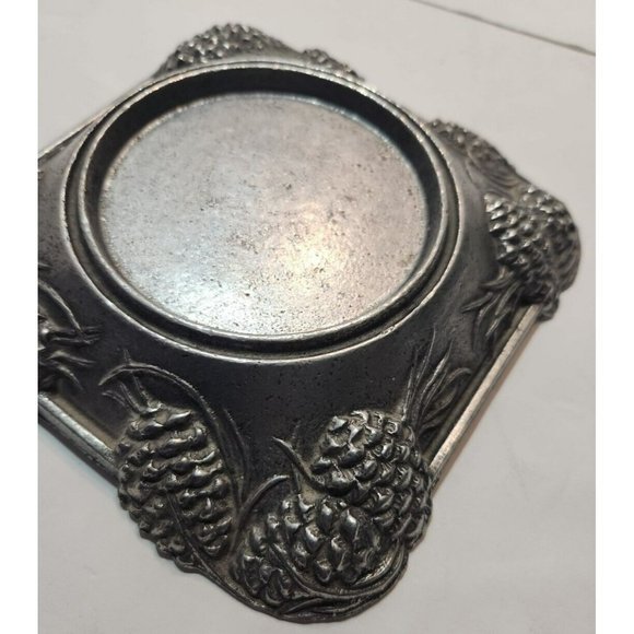 Vtg Carson Statesmetal Pewter Pine RIdge Med Piller Candle Holder 5.5" by 5.5" - Picture 10 of 13